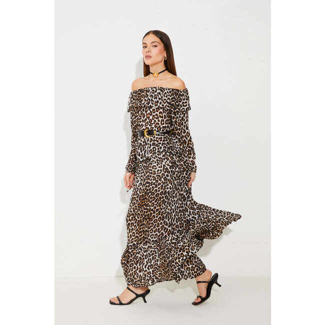 Long Leopard Print Skirt