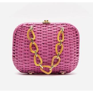 Frances Valentine Hen Bag Peony Wicker Chain Pink