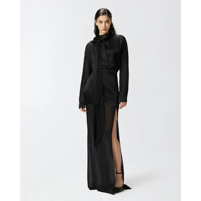 Elegant Sheer Shirt Satin Insert