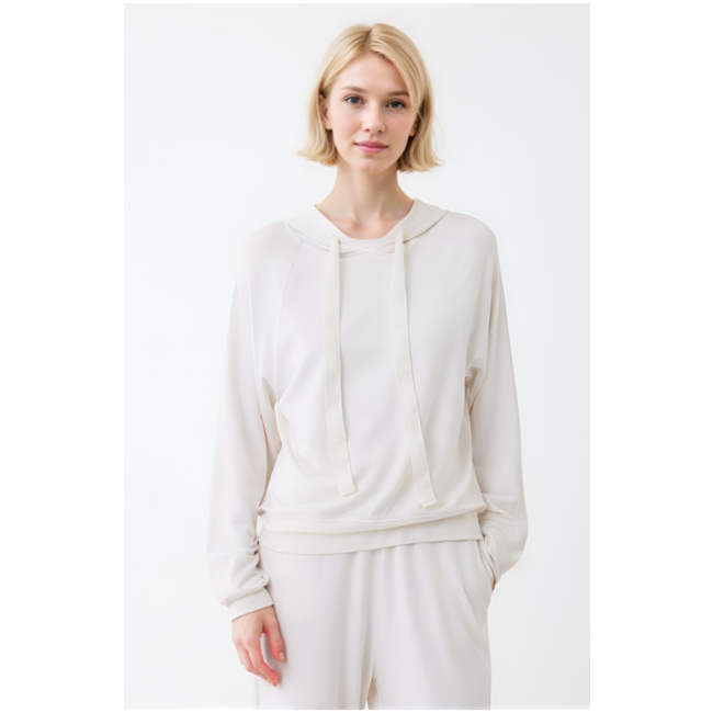 French Terry Long Sleeve Hoodie with Drawstrings