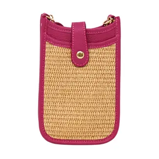 SeeSaw Private Label Leather and Straw Crossbody Bag