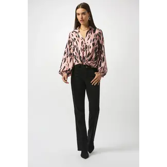 Joseph Ribkoff Satin Animal Print Draped Top