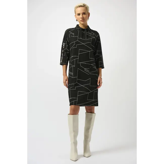 Jacquard Knit Abstract Print Straight Dress