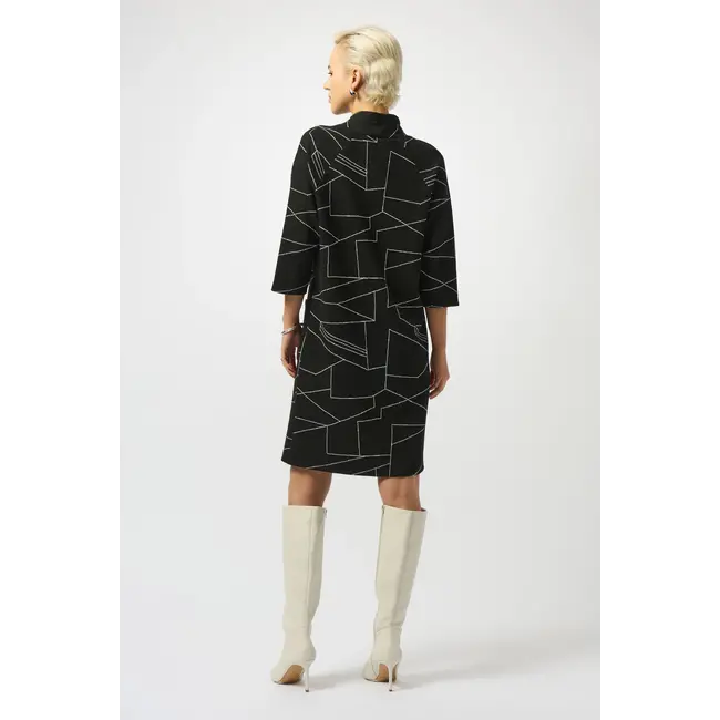 Jacquard Knit Abstract Print Straight Dress