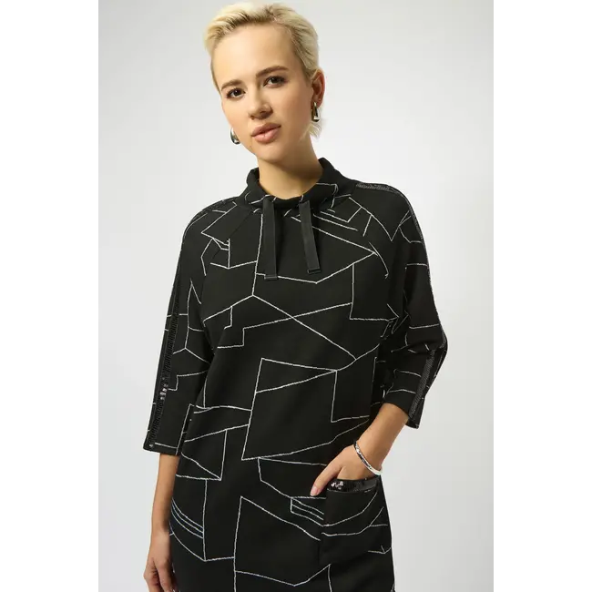 Jacquard Knit Abstract Print Straight Dress