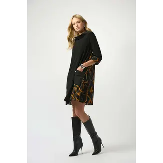 Joseph Ribkoff Recycled Woven Abstract Print And Silky Knit Dress