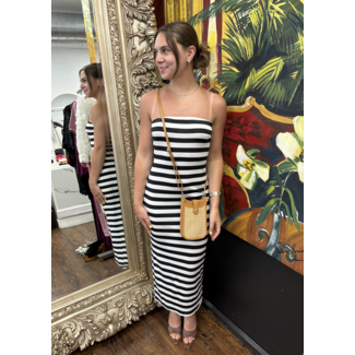 SeeSaw Private Label Striped Wrap Chest Slit Daily Dress