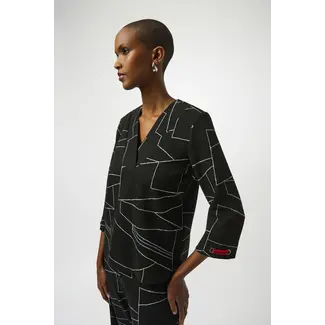 Joseph Ribkoff Jacquard Knit Abstract Print Boxy Top