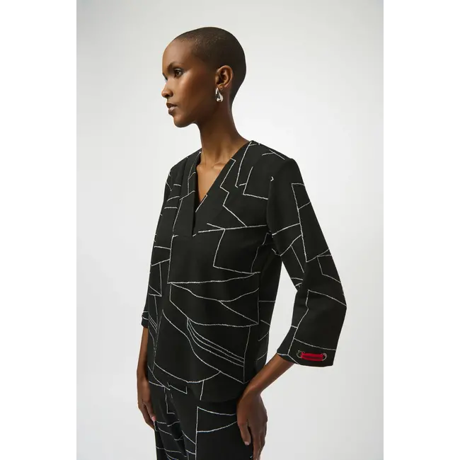 Jacquard Knit Abstract Print Boxy Top