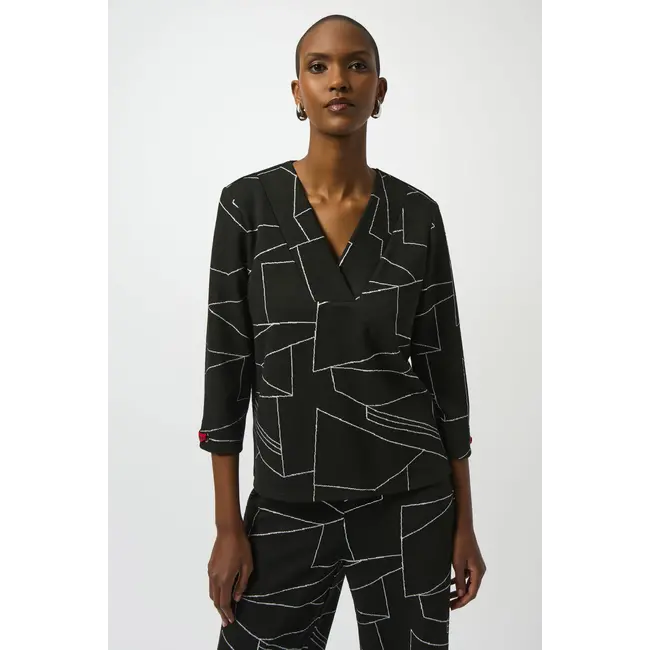 Jacquard Knit Abstract Print Boxy Top