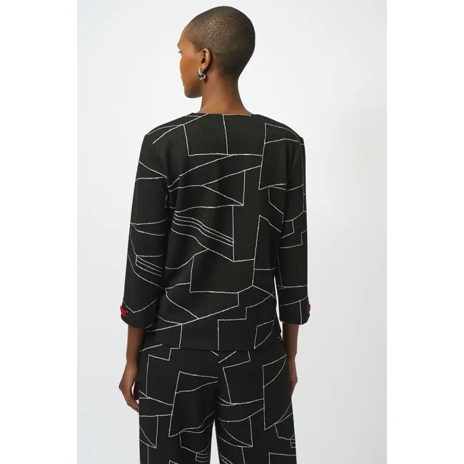 Jacquard Knit Abstract Print Boxy Top