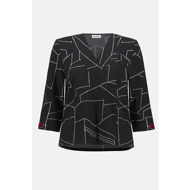 Jacquard Knit Abstract Print Boxy Top