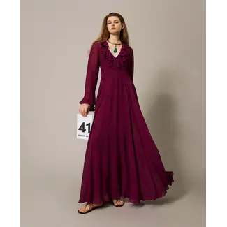 TwinSet Capri' long dress in georgette with ruffles