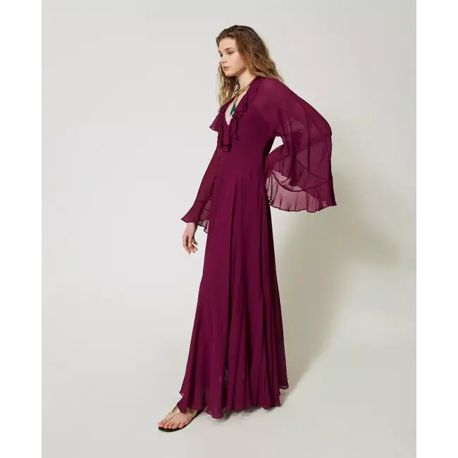 Capri' long dress in georgette with ruffles