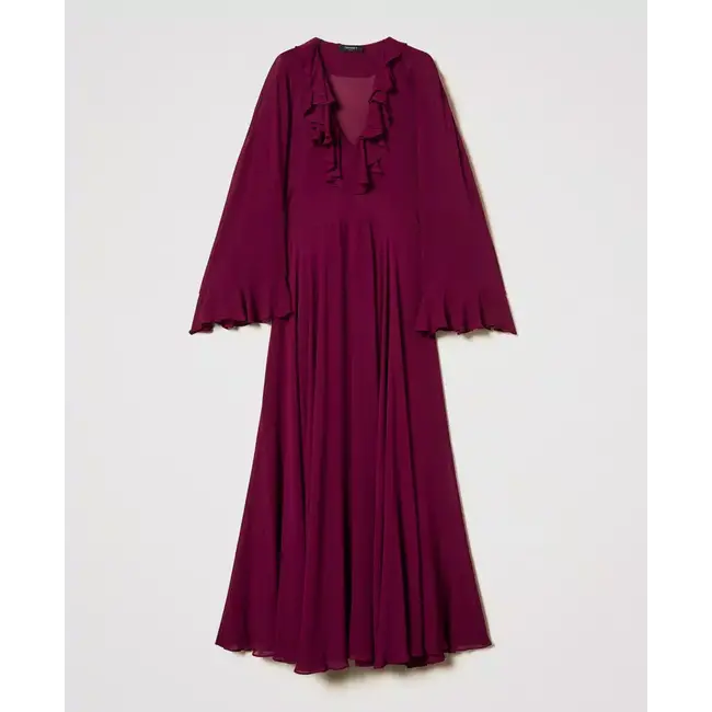 Capri' long dress in georgette with ruffles