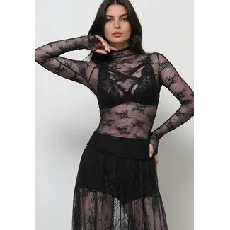 SeeSaw Private Label Floral Lace See Through Mesh Top