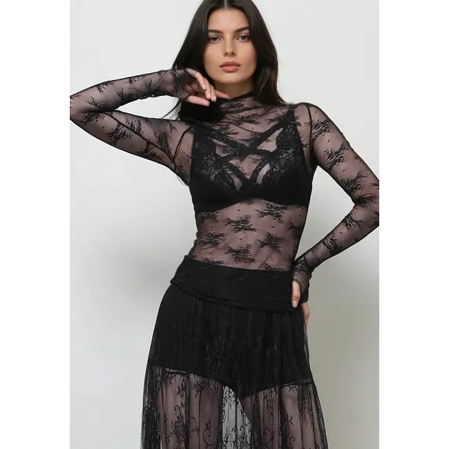 Floral Lace See Through Mesh Top