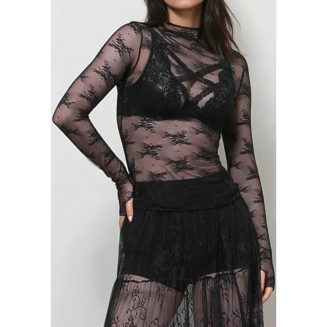Floral Lace See Through Mesh Top