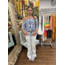 Shoulder Blouse w Plant Print and Flare Sleeve