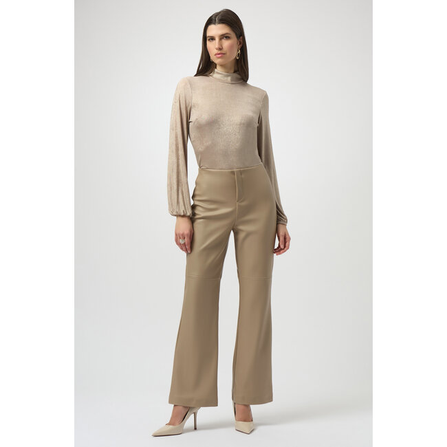 Foiled Knit Mock Neck Fitted Top