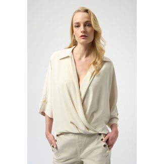 Joseph Ribkoff Woven Twill Boxy Wrap Top