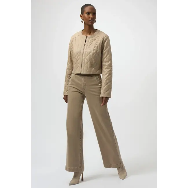 Foiled Faux Suede Diamond Quilt Studded Jacket