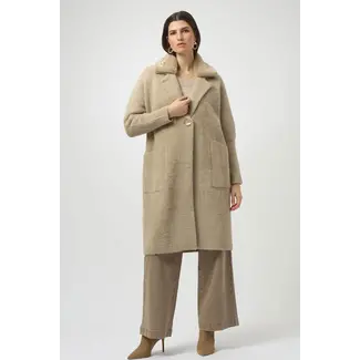 Joseph Ribkoff Feather Yarn and Faux Fur Sweater Coat