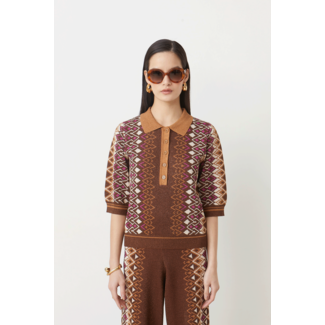 SUNCOO Print Polo Top