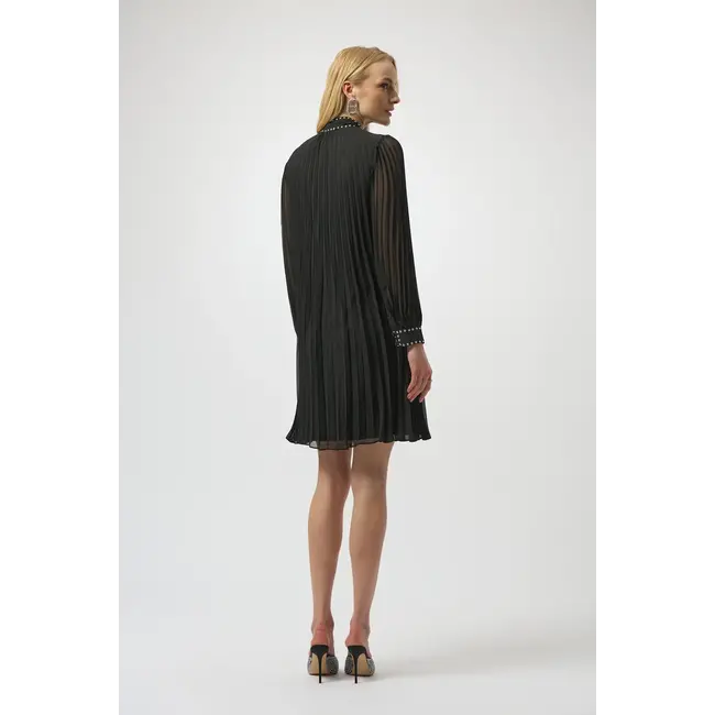 Pleated Chiffon Aline Dress with Neck Tie