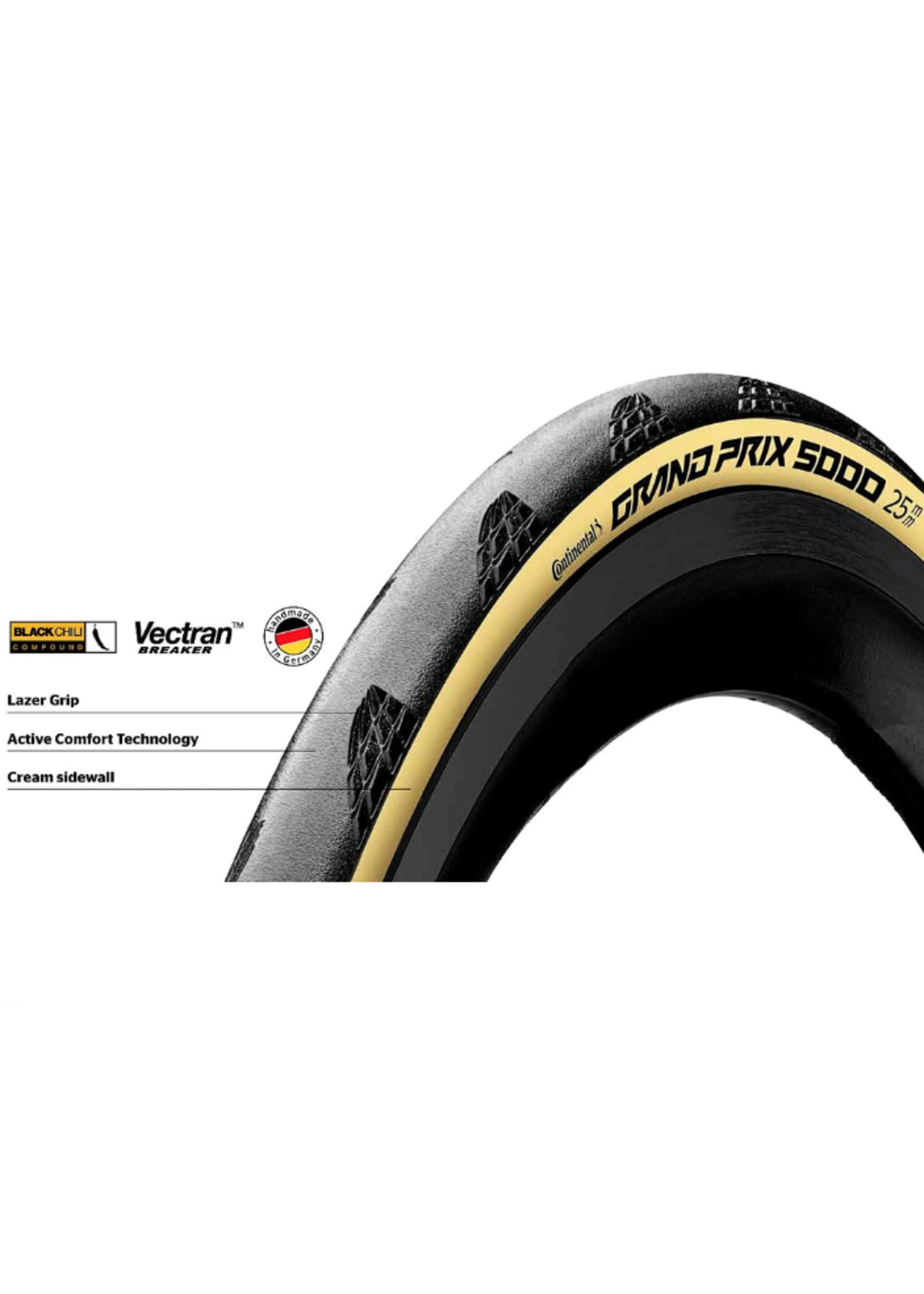 benzine Poort ballet Tire Continental Grand Prix 5000 700x25C Black/Cream - Durango Bikes