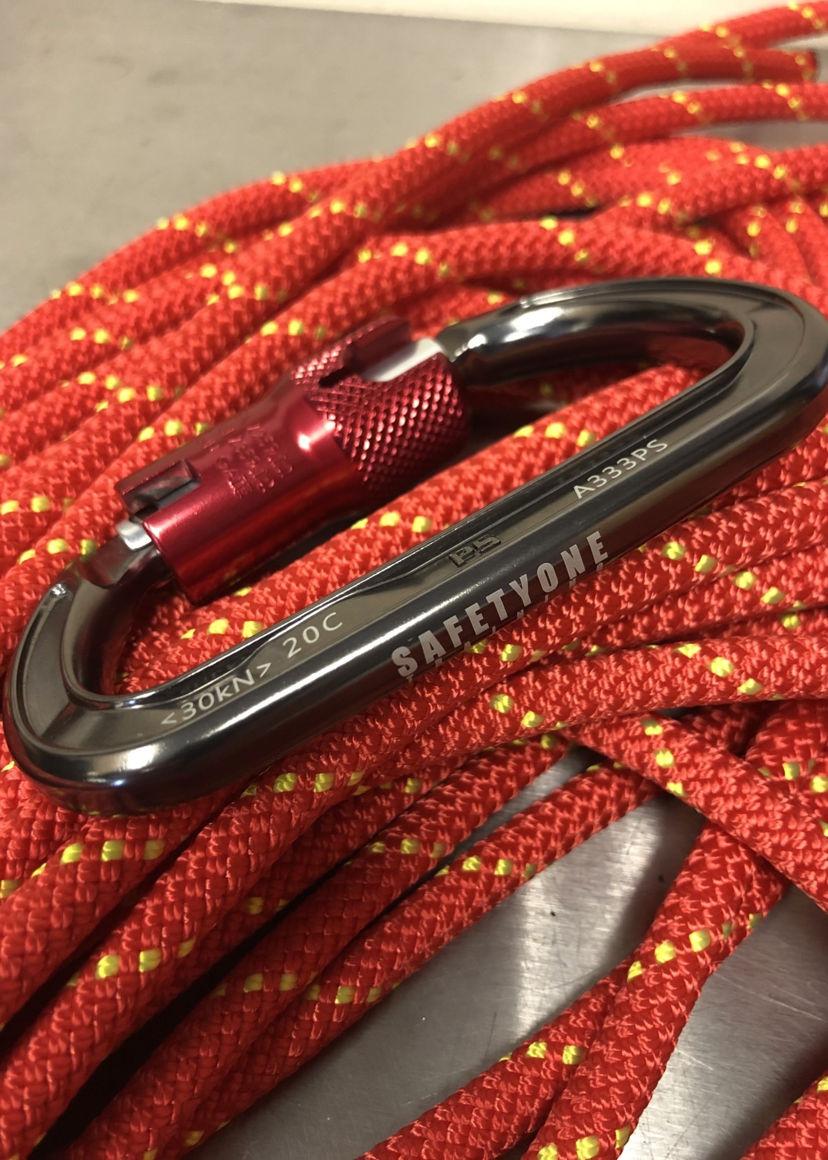 Safety One Safety One Branded Carabiner - Aluminum with ANSI Gate, Gray/Red