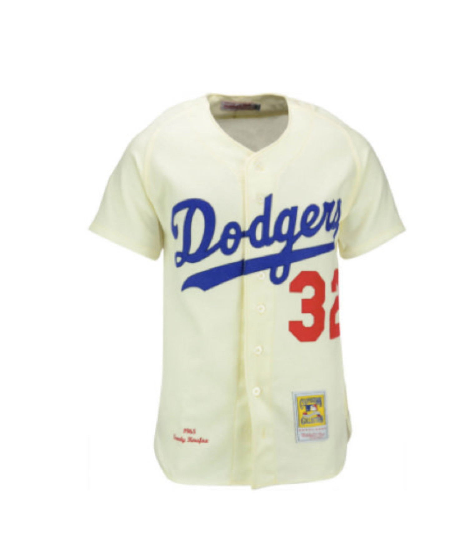 Men's Los Angeles Dodgers #32 Sandy Koufax Authentic Cream Throwback  Baseball Jersey