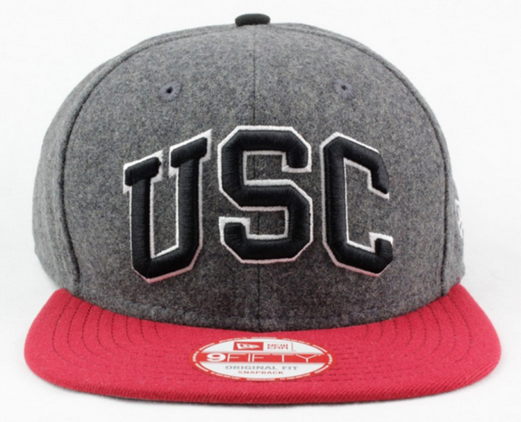 New Era USC Trojans New Era  Shader Melton Snapback 950 Graphite/Cardinal