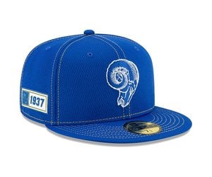 LA Rams New Era 19 Onfield Road Sideline Fitted 5950 Retro Skull Royal -  The Locker Room of Downey