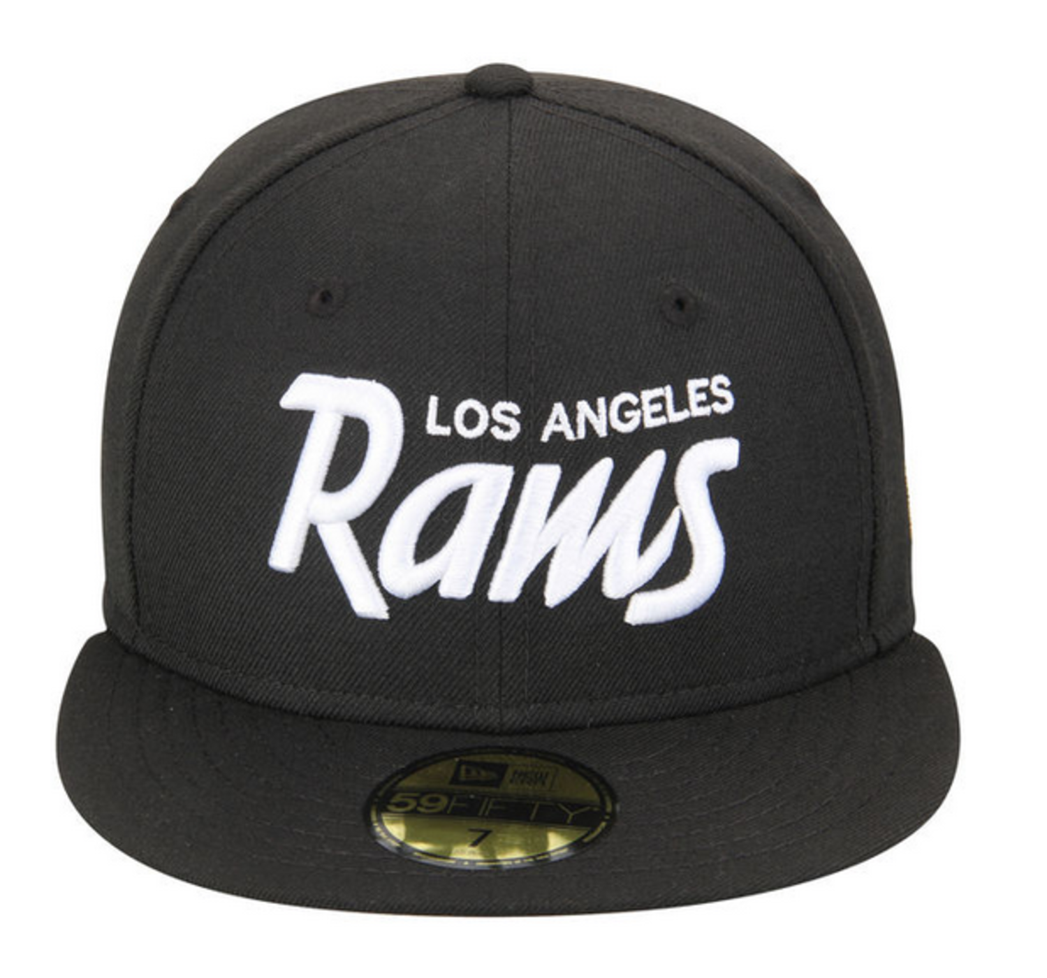 LA Rams New Era Script Fitted 59/50 Black/Black - The Locker Room of Downey