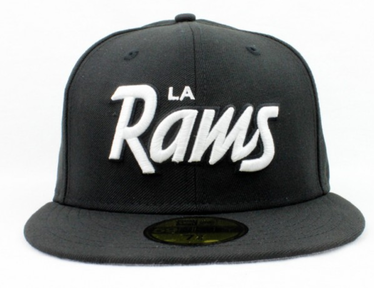 LA Rams New Era Script Fitted 59/50 Black/Black - The Locker Room