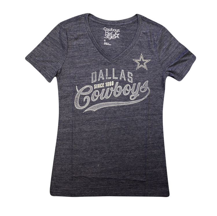 DCM Dallas Cowboys W Elle V Neck Heather Navy