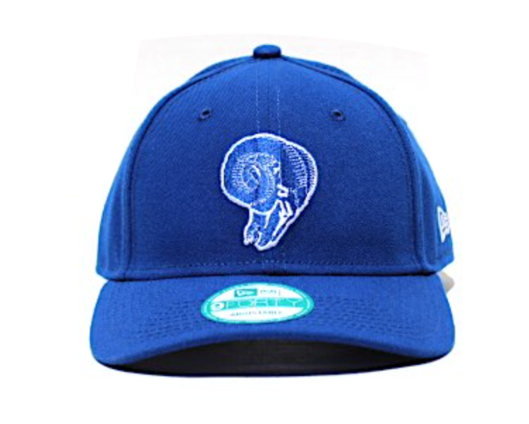 New Era LA Rams New Era  Throwback Skull Adjustable Hook & Loop 940 Blue