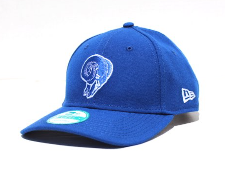 New Era LA Rams New Era  Throwback Skull Adjustable Hook & Loop 940 Blue