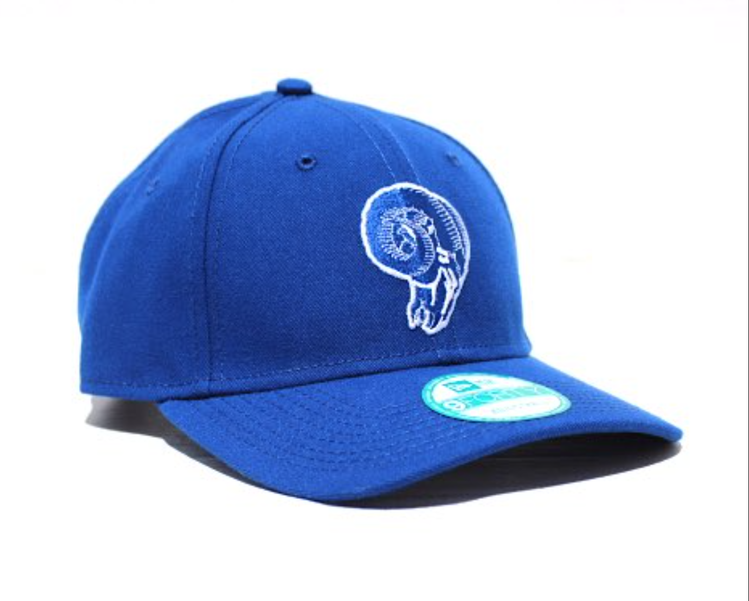 New Era LA Rams New Era  Throwback Skull Adjustable Hook & Loop 940 Blue