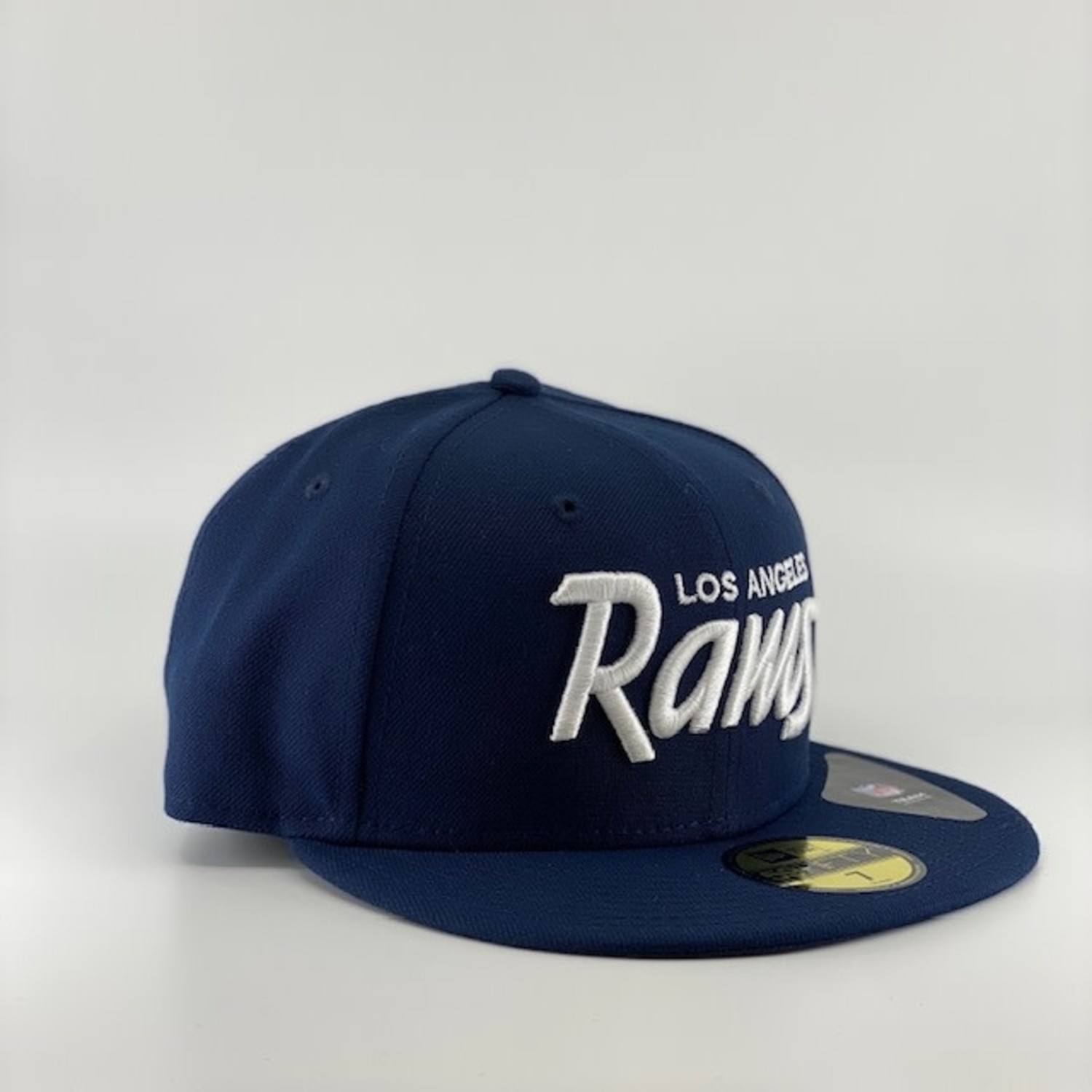 LA Rams New Era Script Fitted 59/50 Black/Black - The Locker Room of Downey