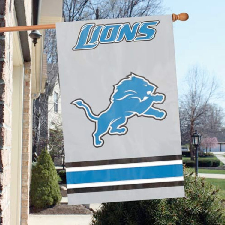 Party Animal, Inc. 2-Sided Applique Banner Flag NFL Detroit Lions
