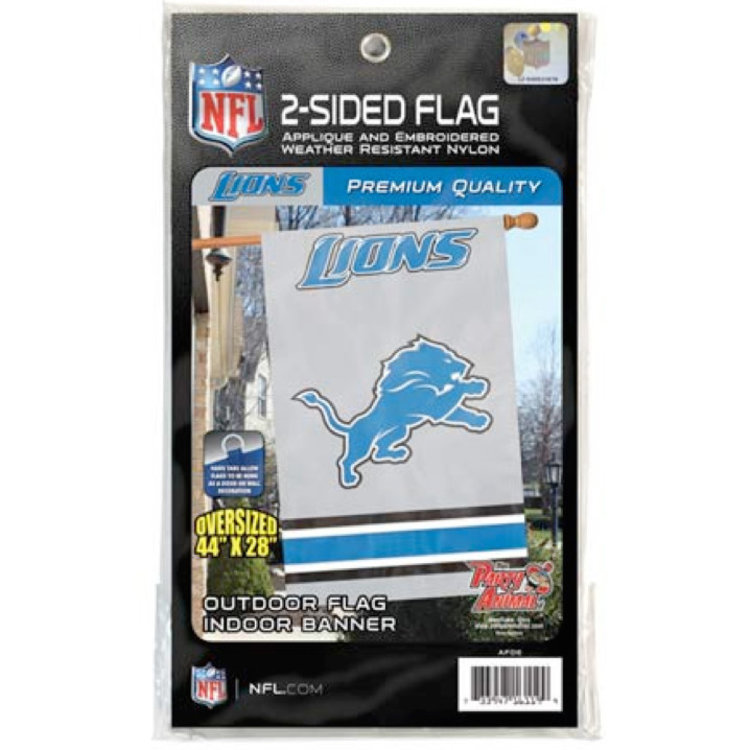 Party Animal, Inc. 2-Sided Applique Banner Flag NFL Detroit Lions