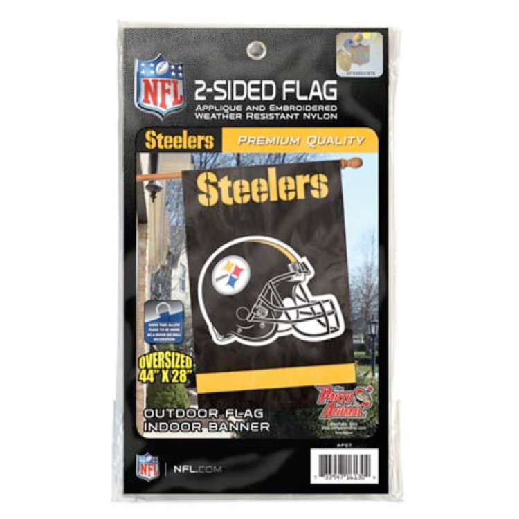 Party Animal, Inc. 2-Sided Applique Banner Flag NFL Pittsburgh Steelers