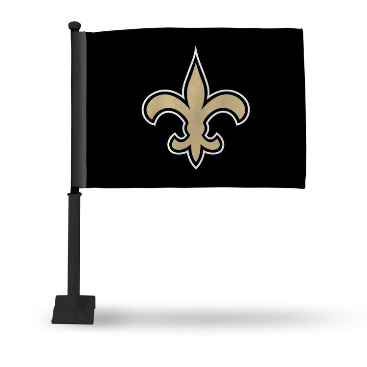 Rico Industries NFL New Orleans Saints Rico Logo Car Flag Blk Stick