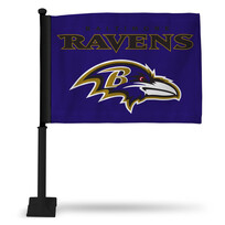 Rico Industries NFL Baltimore Ravens Rico Logo Car Flag Blk Stick