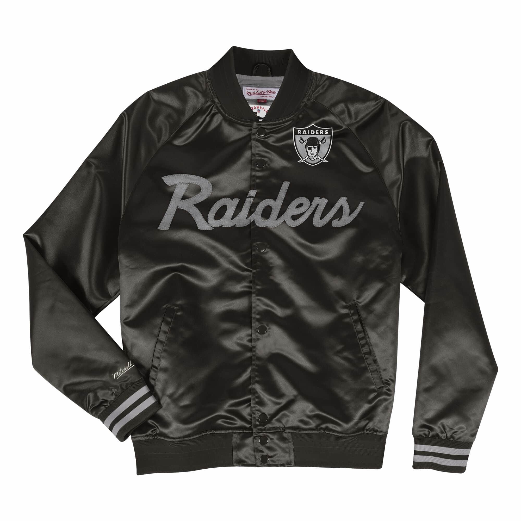 LV Raiders M&N Special Script Heavyweight Satin Jacket Black White - The  Locker Room of Downey