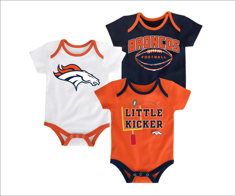 Outerstuff Denver Broncos 3 Pack Little Kicker Bodysuit