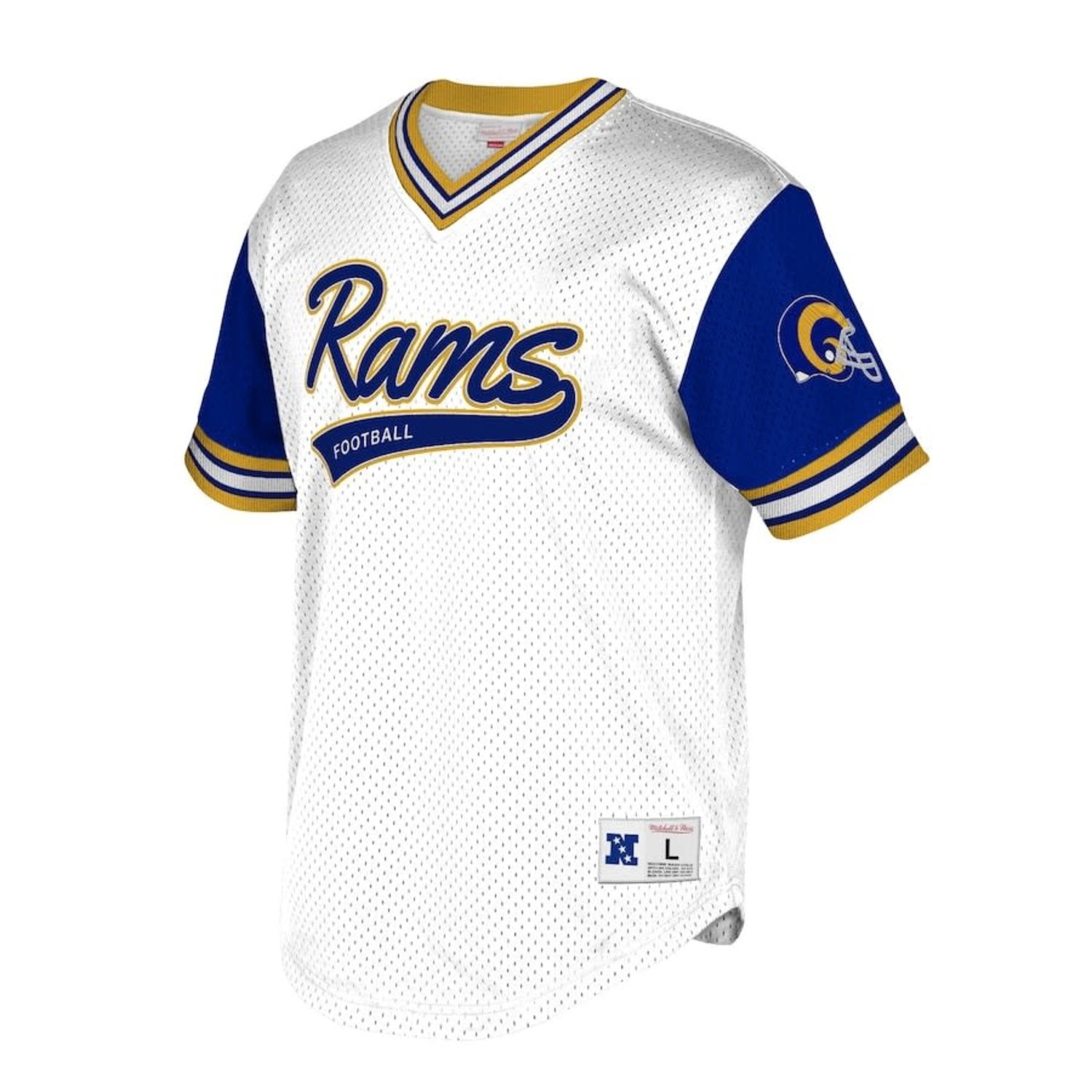 LA Rams Mitchell & Ness Top Prospect Mesh V-Neck White - The