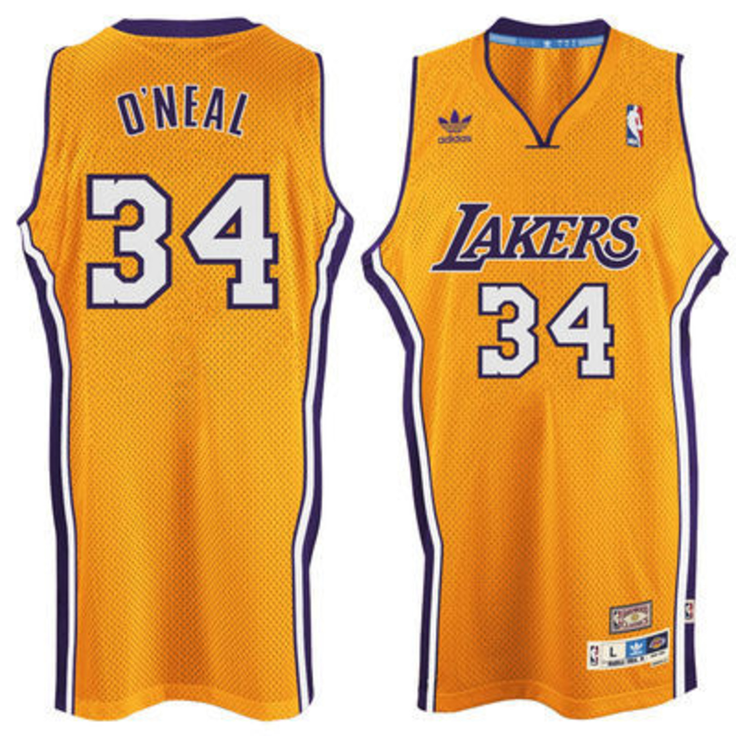 Adidas LA Lakers Men s Adidas 2000 2001 Shaquille O Neal Swingman Jersey Gold